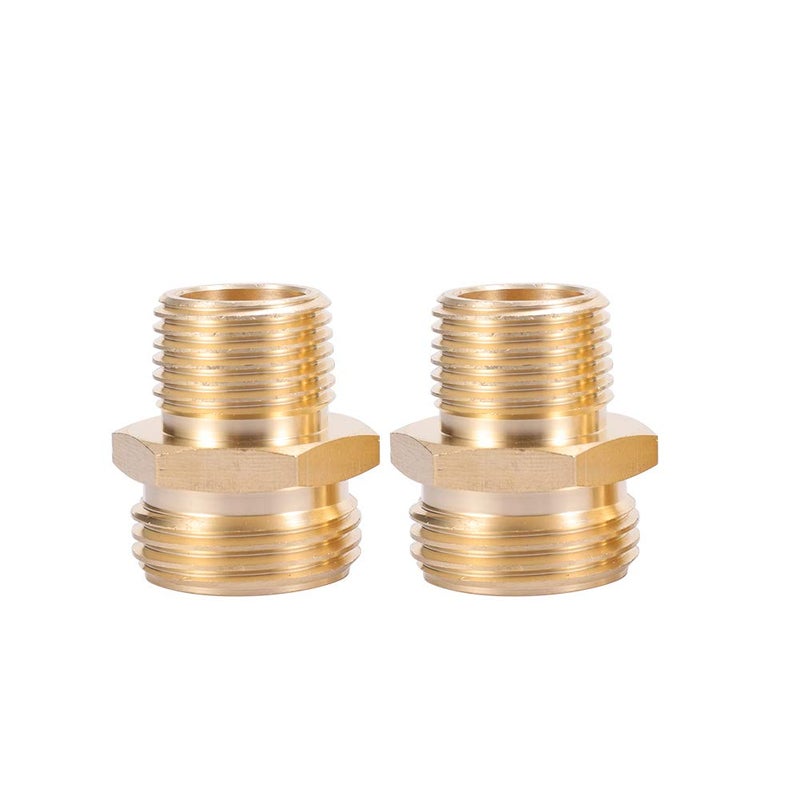 Kbrotech 3/4â€GHT Male x 1/2â€NPT Male Connector,Brass Garden Hose Adapter,Brass Garden Hose to Pipe NPT Fitting Connect,Double Male Thread Size GHT 3/4 x 1/2 NPT 2pcs - Image 2